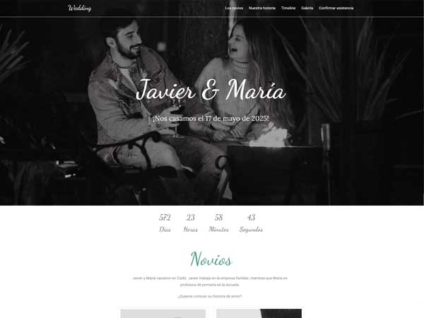 Plantilla web boda diseño Primavera